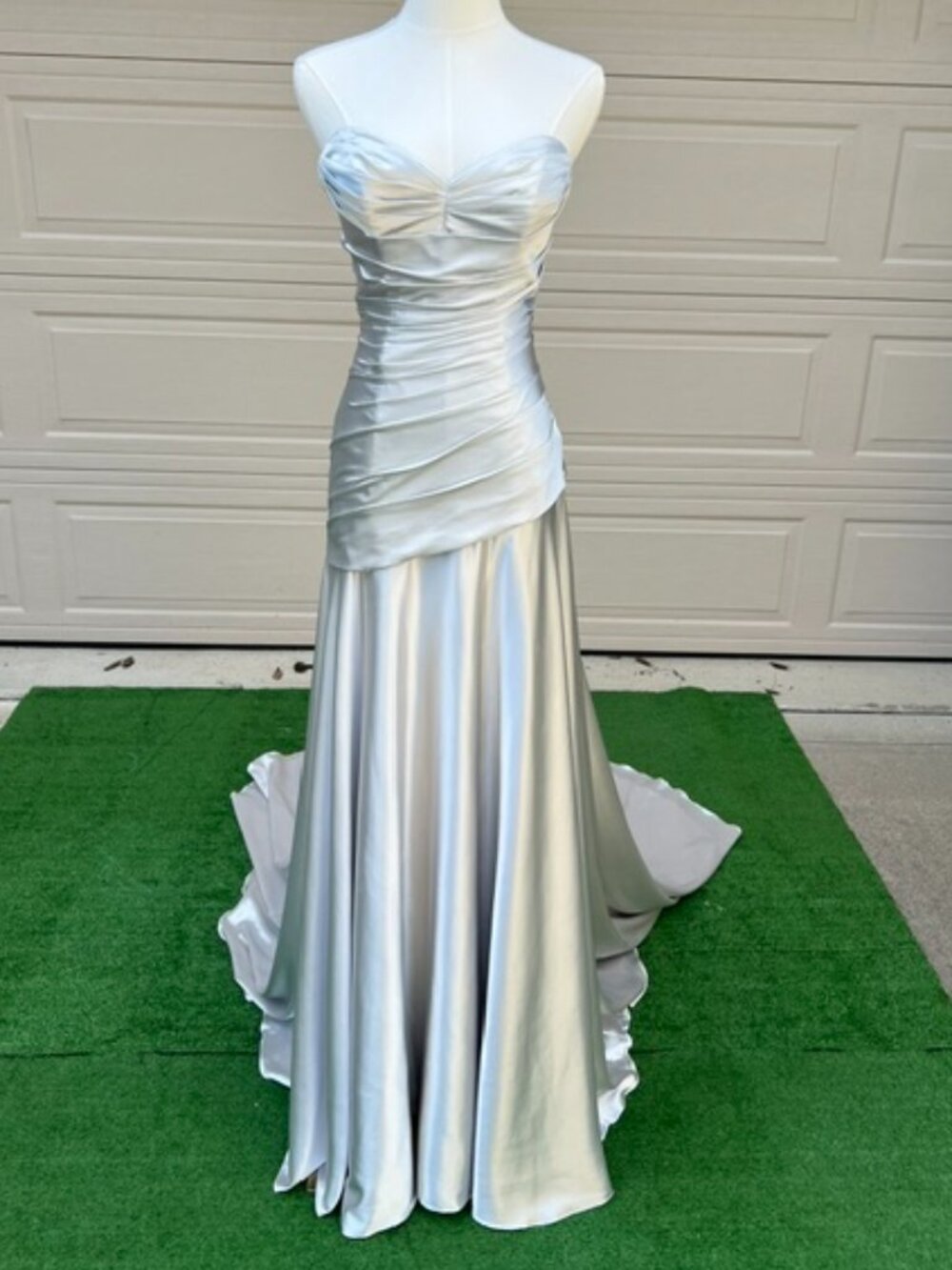 NWT Maggie Sottero Bridal Gown Silver Strapless Satin Size 8